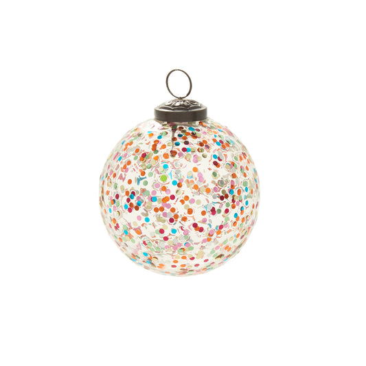 Rainbow Glitter Ornament 4"