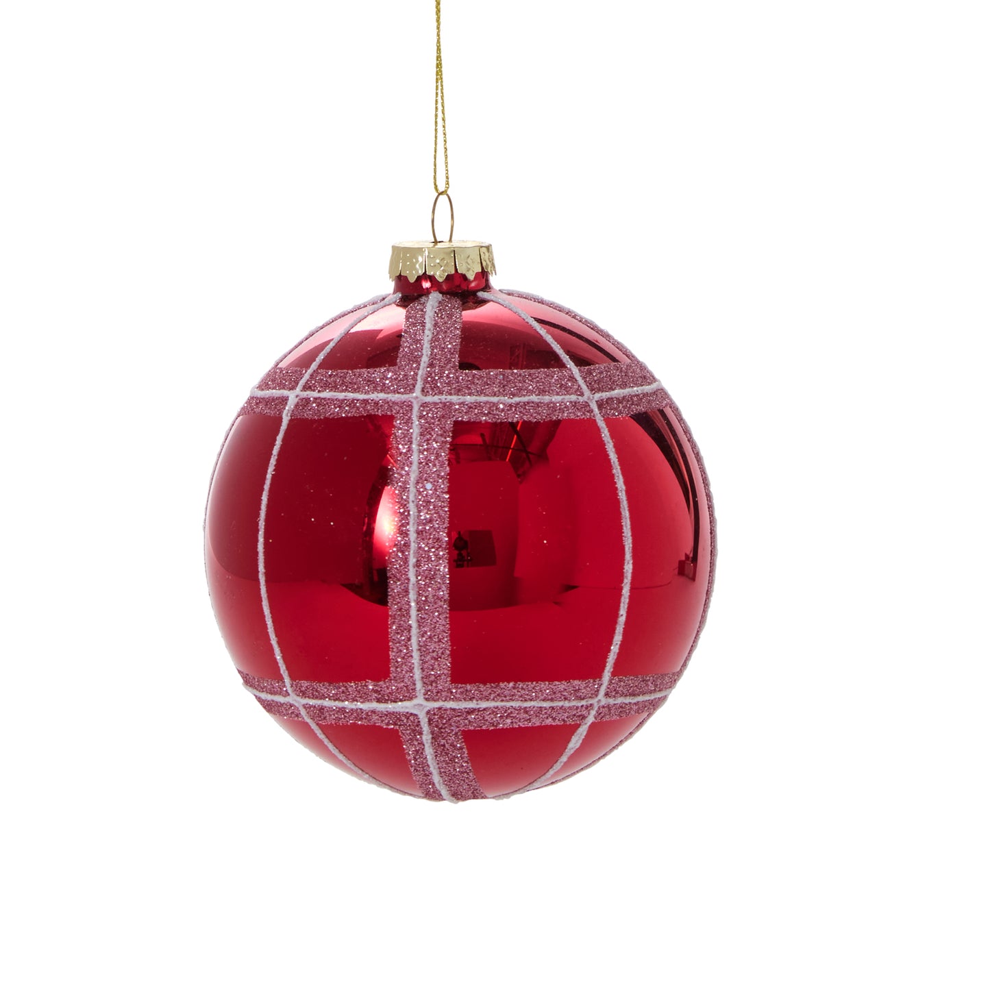 Glitter Plaid Ornament 3.75"