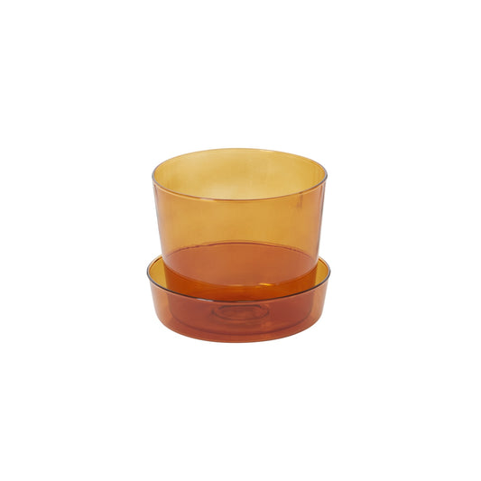 Glass Pot with Saucer 4.75"x 4"