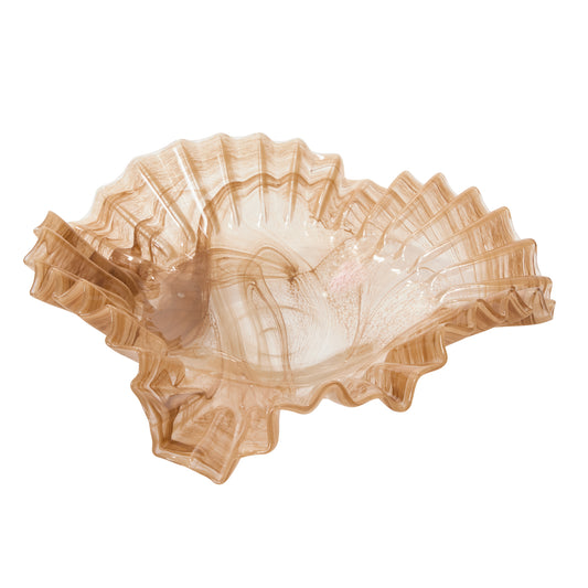 Pleated Glass Bowl 15.5"x 14.5"x 4.5"