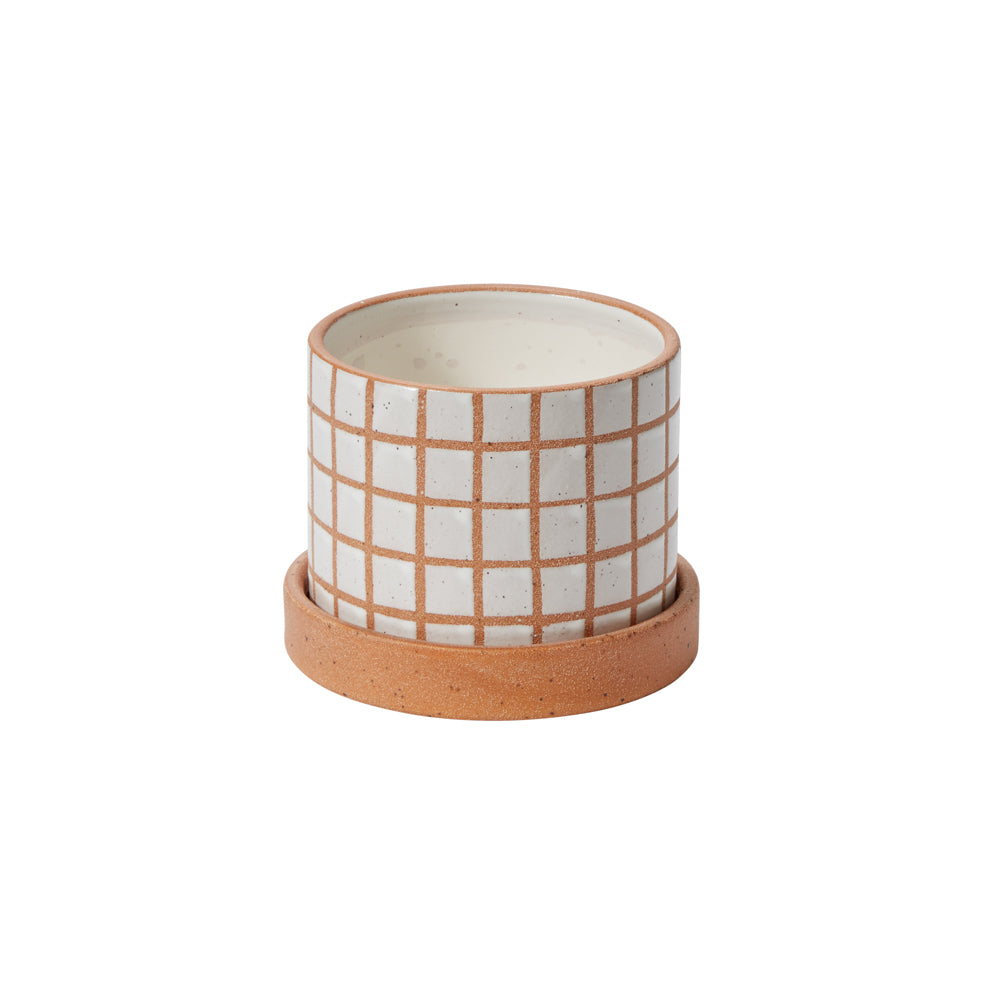 Gridline Pot with Saucer 5.5"x 4.25"