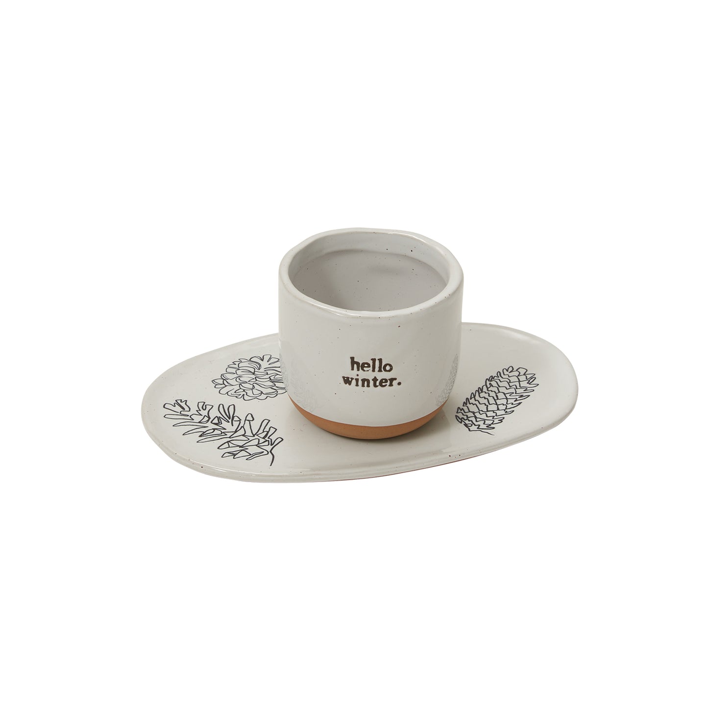 Hello Winter Pot and Tray 8.25"x 5"x 3.2"