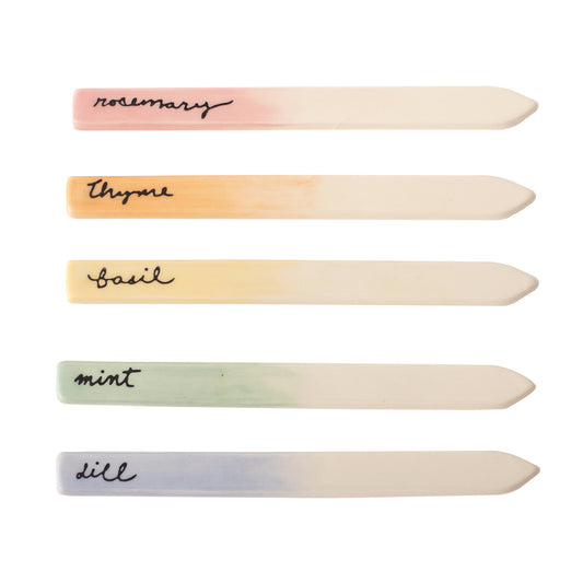Watercolor Herb Markers Set of 5 - 6"