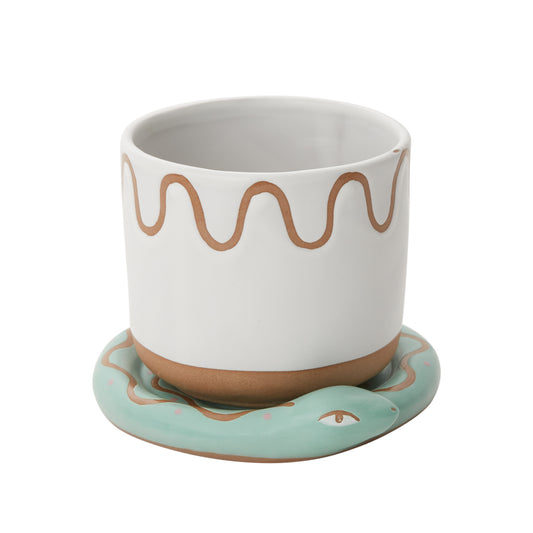 Bindi Pot with Saucer 5.5"x 4.25"