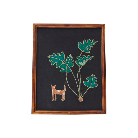 Happy Dog Embroidered Wall Art 12.25"x 15.25"