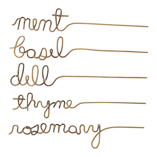 Gold Wire Herb Markers Set of 5 - 8"x 1.5"