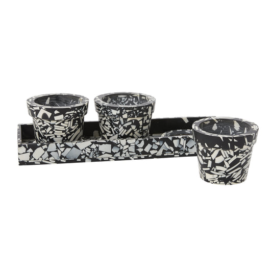 Rigby Pot with Saucer Set of 3 - 13.25"x 4.25"x 3.5"