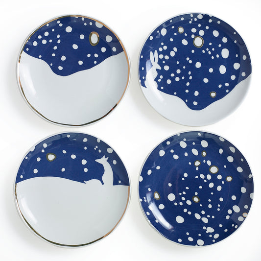 E+E Snowy Plates Assorted Set of 4 - 6"