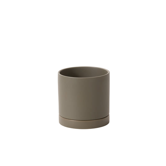 Romey Neutral Pot with Saucer 7"x 7"