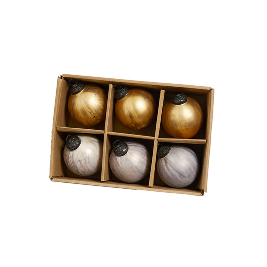Silver and Gold Ornament Set of 6 - 10"x 6.5"x 3.5"