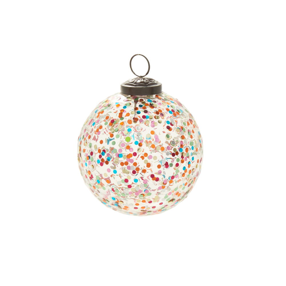 Rainbow Glitter Ornament 4"