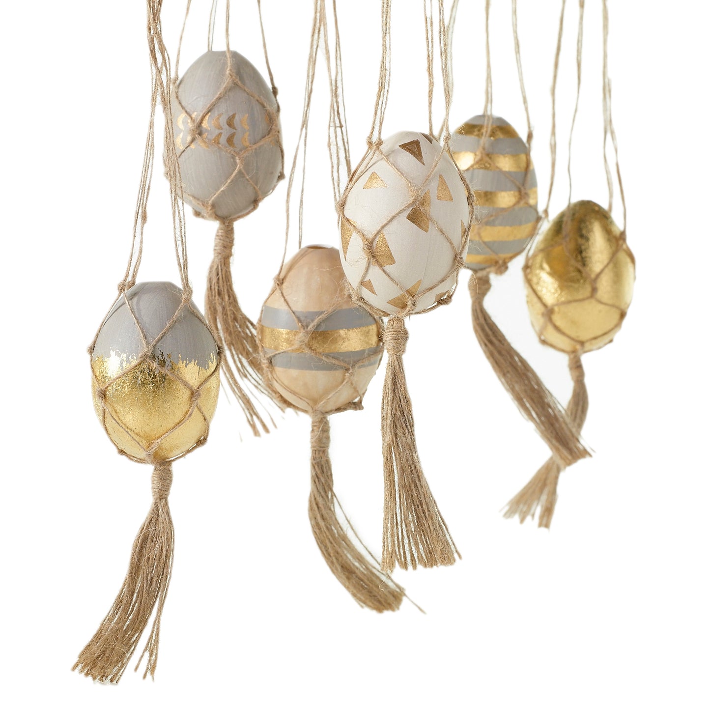Egg Macrame Set of 6 - 1.75"x2.5"