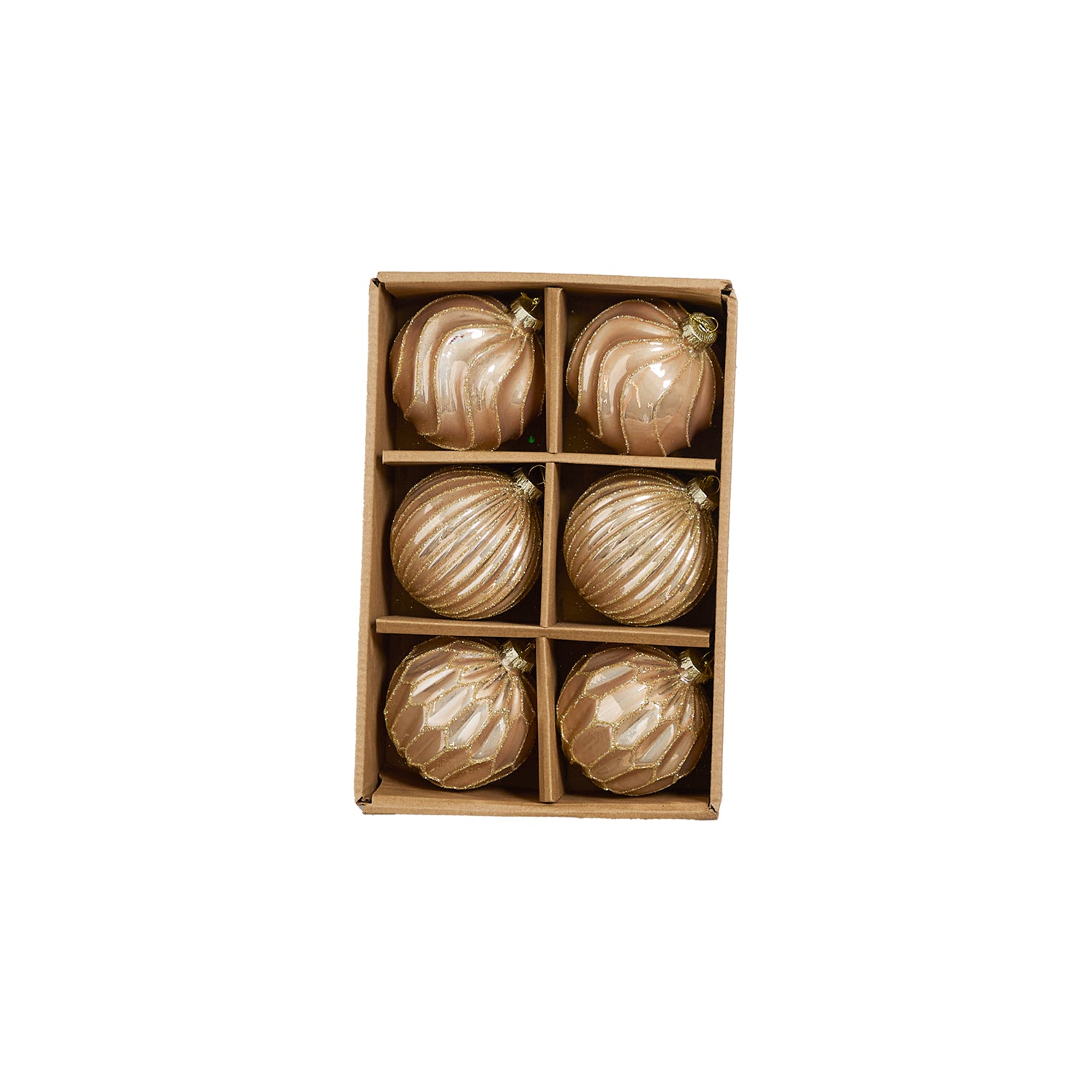 Metallic Bauble Ornament Set of 6 - 3"