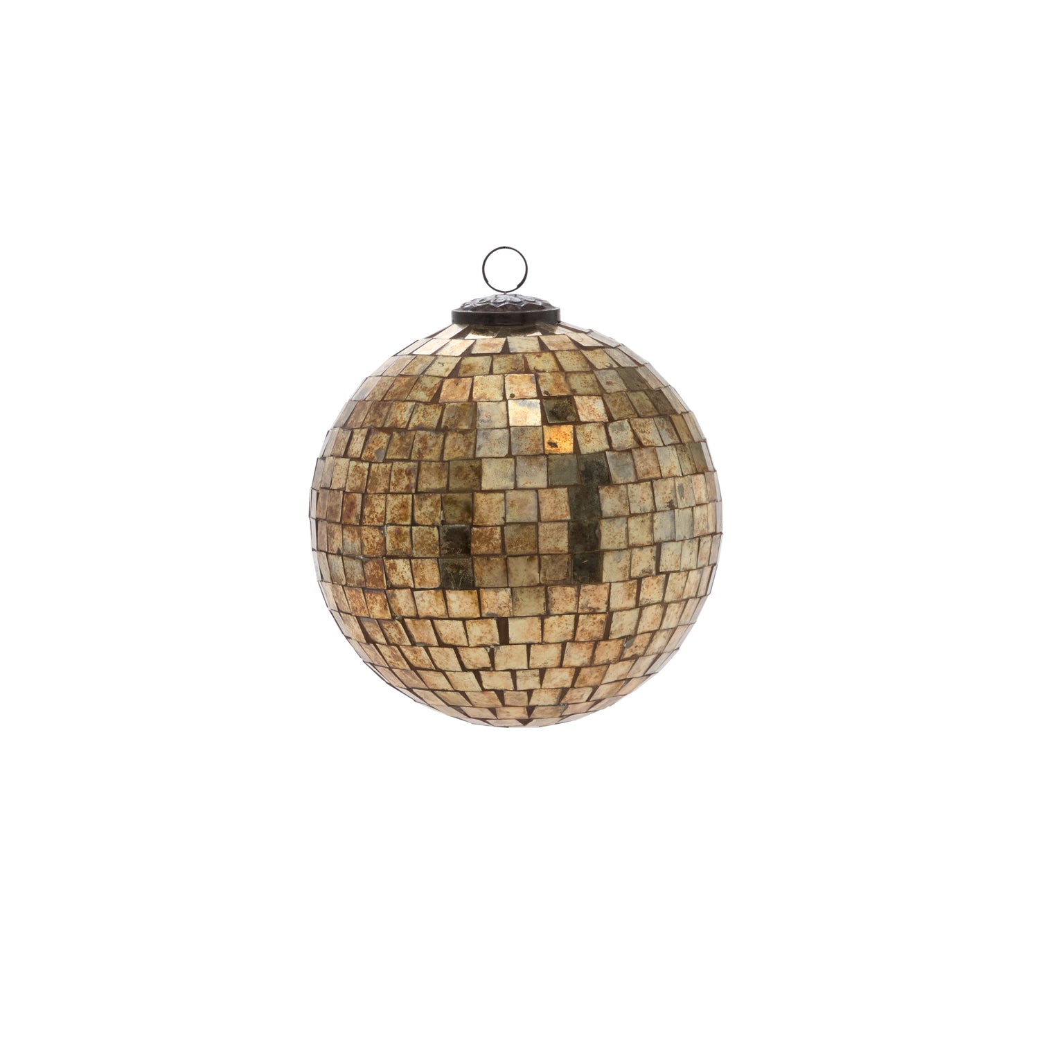 Antiqued Disco Ball Ornament 6"