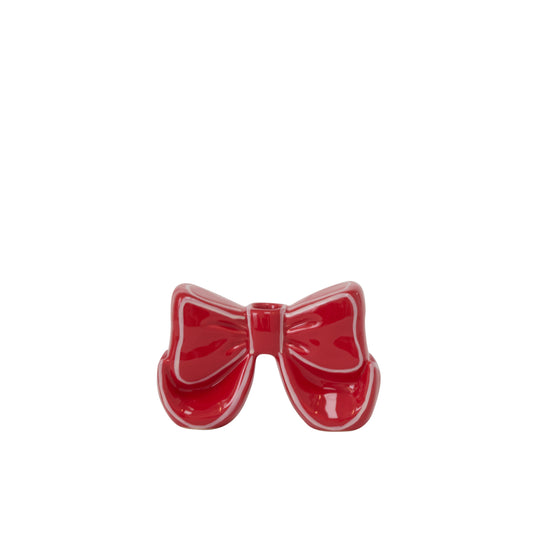 Big Red Bow Candleholder 7.25"x 2.25"x 4.5"