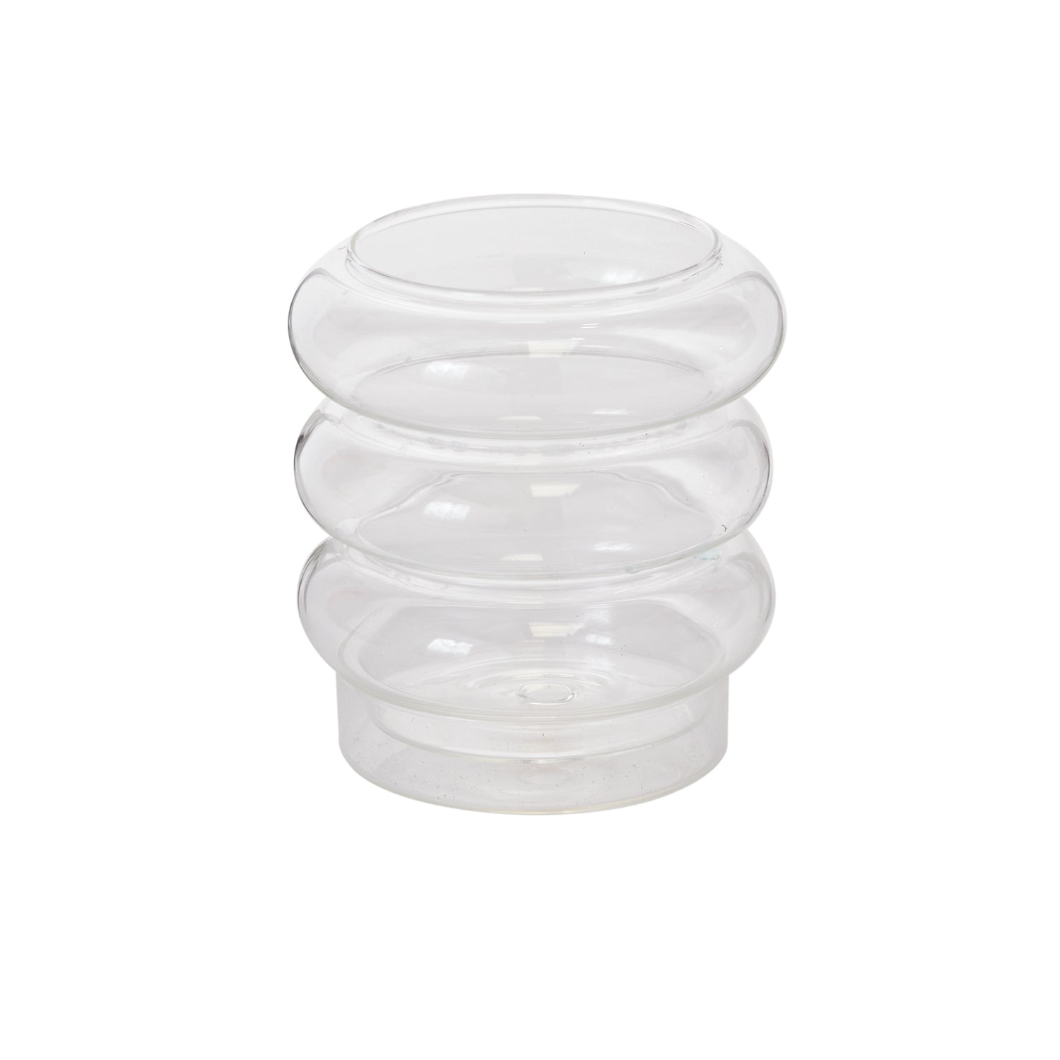 Stacked Rings Glass Pot with Saucer 5"x 6"