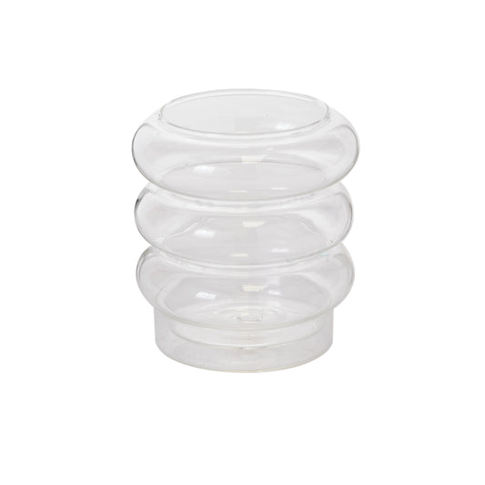 Stacked Rings Glass Pot with Saucer 5"x 6"
