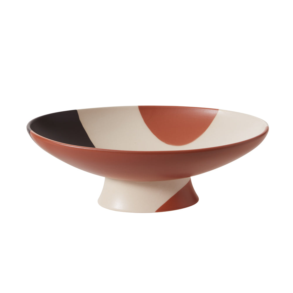 Calico Footed Bowl 13"x 9.25"x 4"