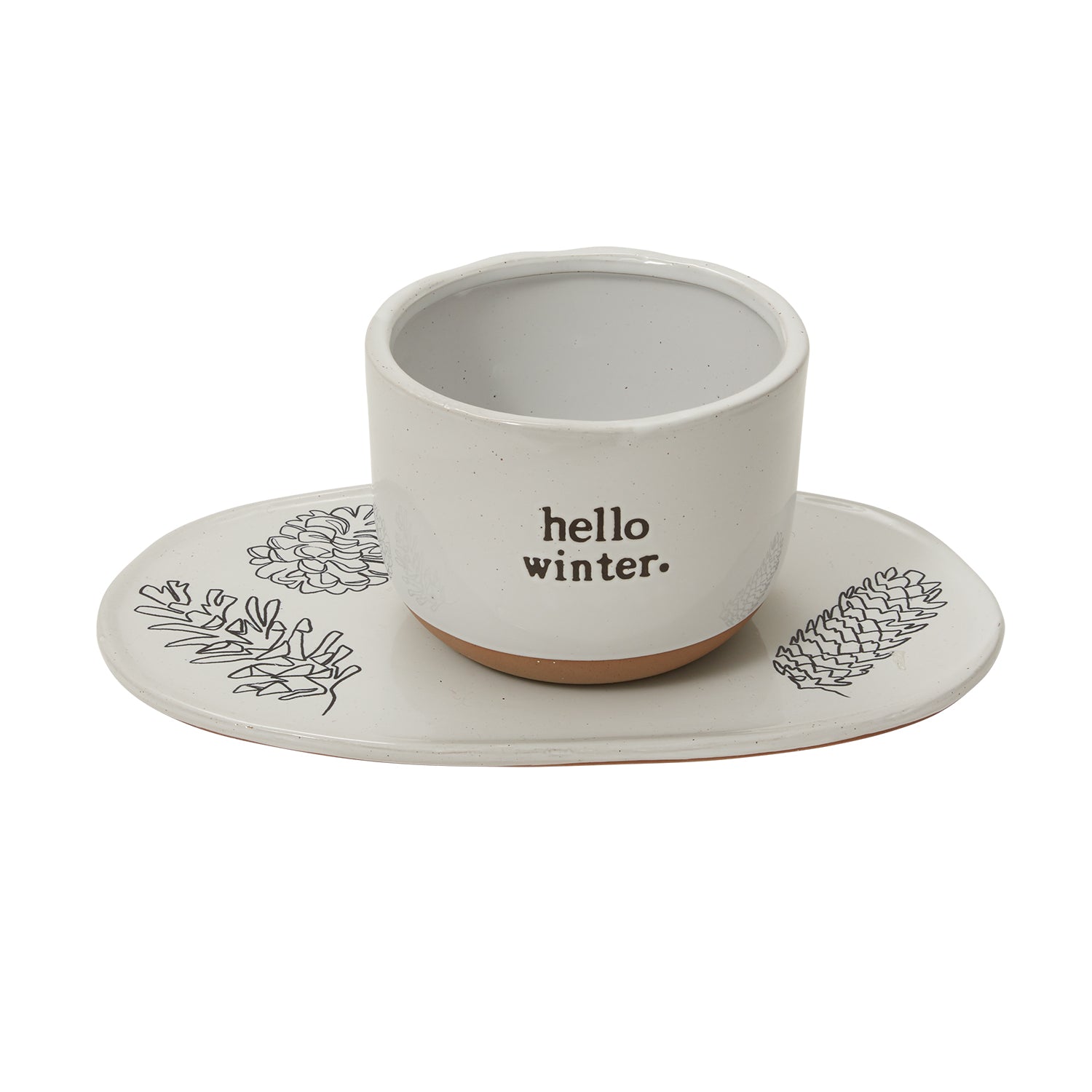 Hello Winter Pot and Tray 12"x 7"x 4.5"