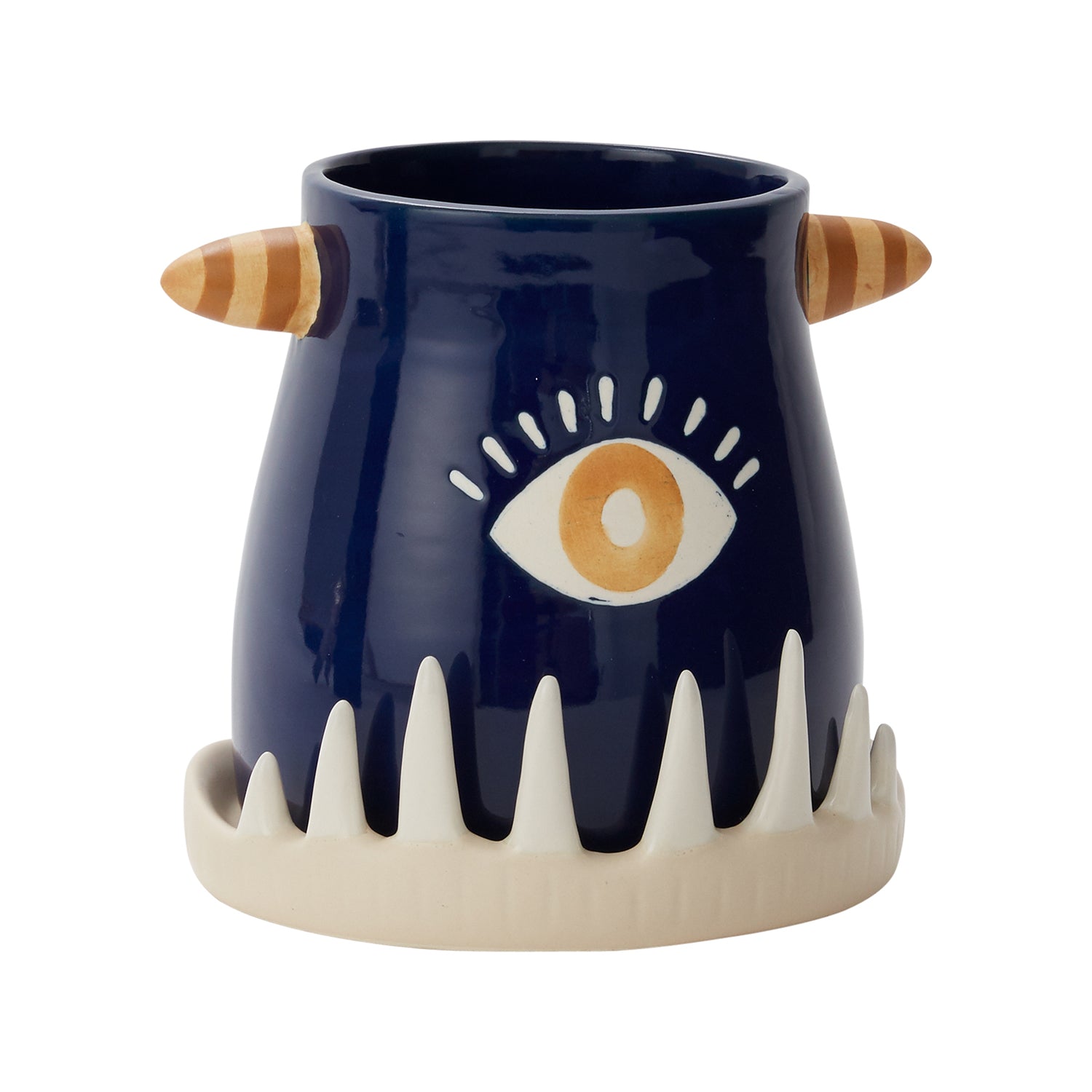 Monster Teeth Pot with Saucer 6.25"x 5.75"
