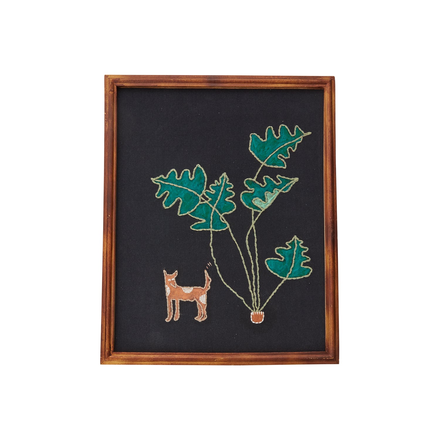 Happy Dog Embroidered Wall Art 12.25"x 15.25"