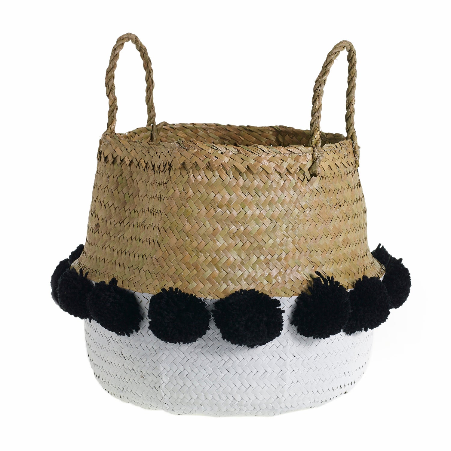 Pom Puff Basket  16.5"x 11.75"