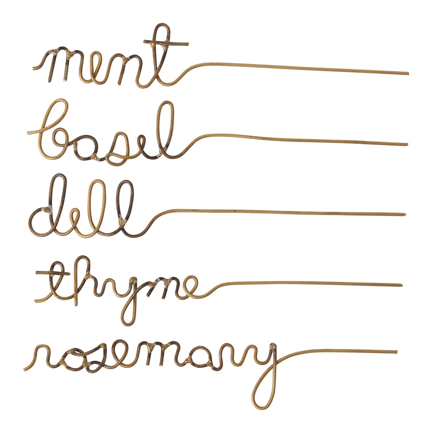 Gold Wire Herb Markers Set of 5 - 8"x 1.5"