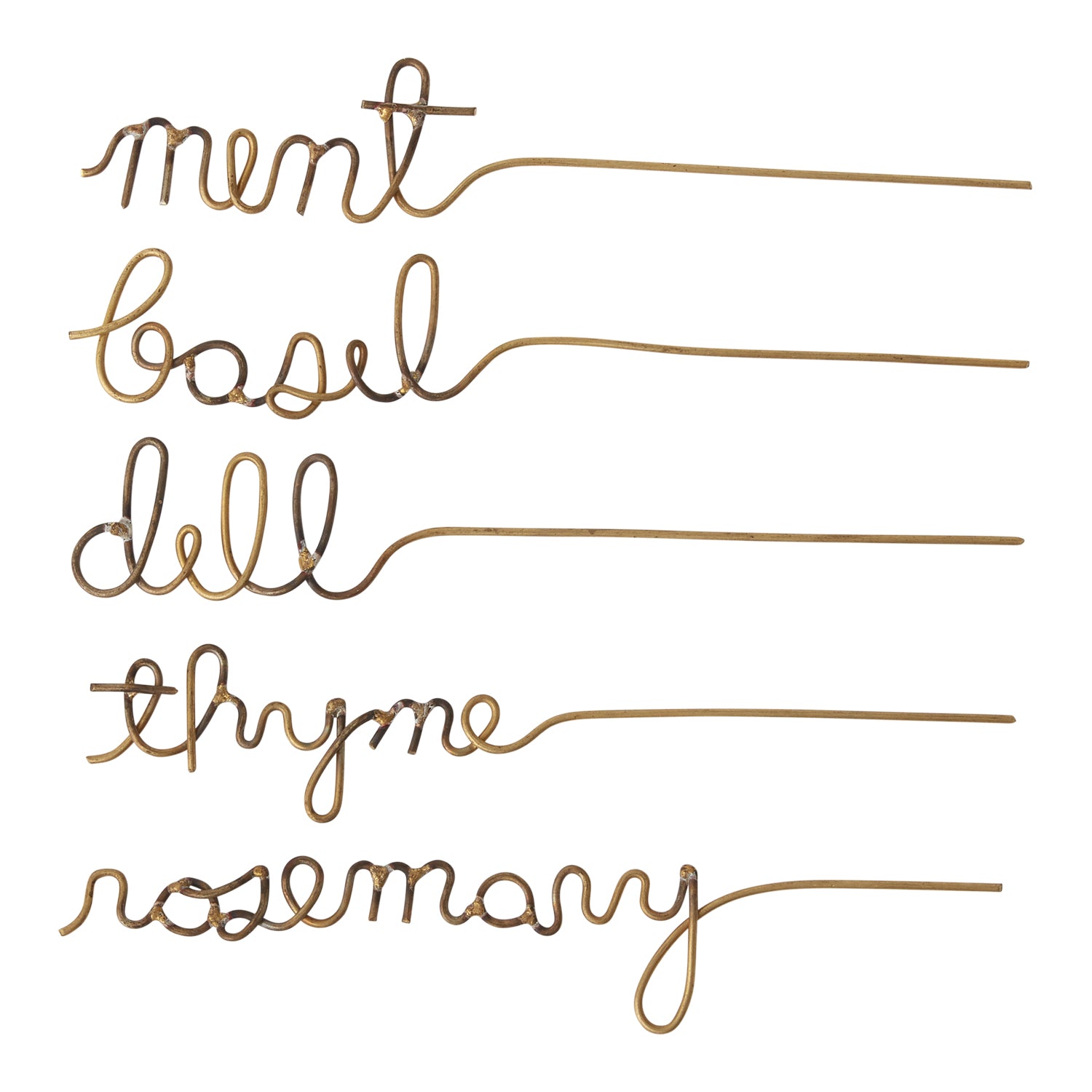 Gold Wire Herb Markers Set of 5 - 8"x 1.5"