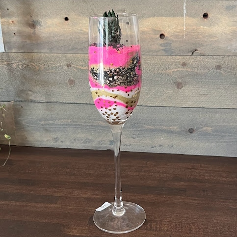 Champagne glass terrarium
